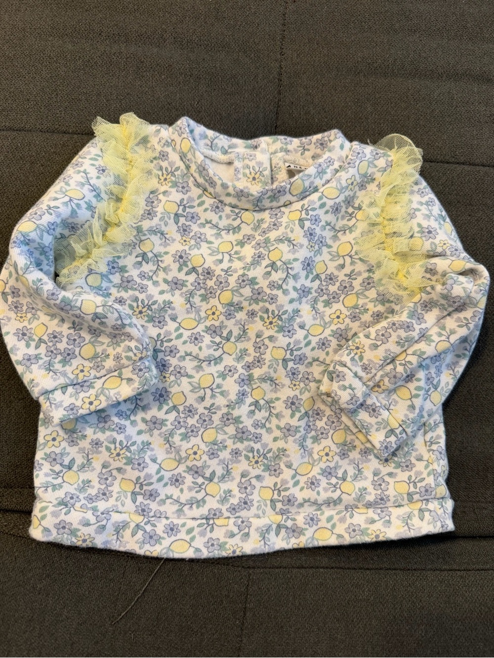 Toddler Lemon Floral Ruffle Sweatshirt - Yellow & Light Blue